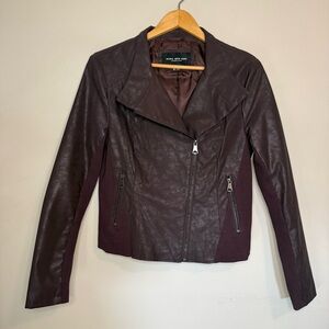 Marc New York Women's Dark Burgundy/Brown Faux Leather Moto Jacket
